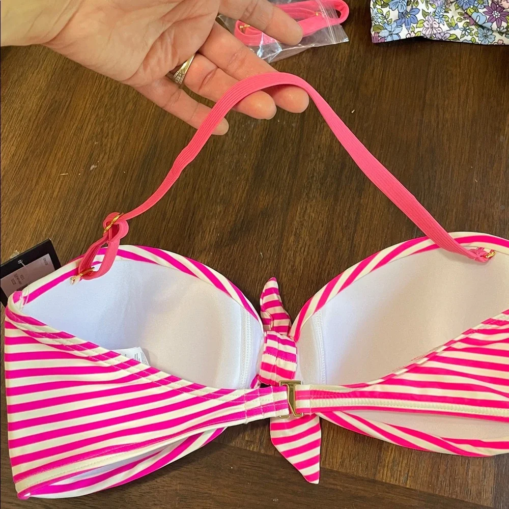 kate spade striped pink bandeau bikini top - Picture 7 of 7